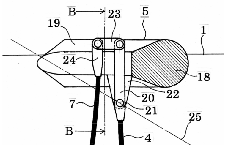 中継ブイを側方から見た中央部断面図